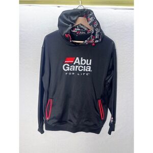 Abu Garcia Hoodie Mens Medium Black Red Fishing Performance Pullover‎ Logo 3270